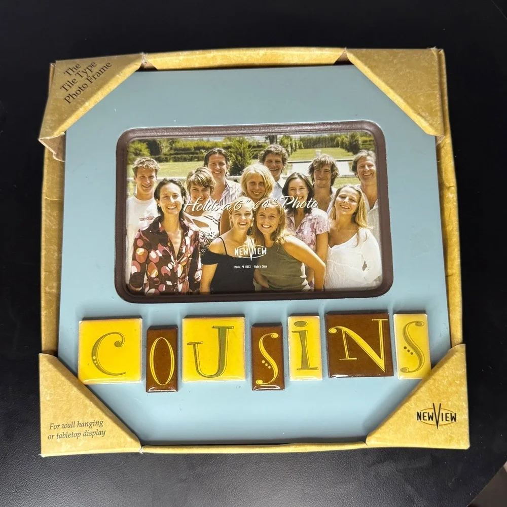 New View Cousins Tile Type Photo Frame 4x6 Blue Yellow Brown Y2K Color‎ Block
